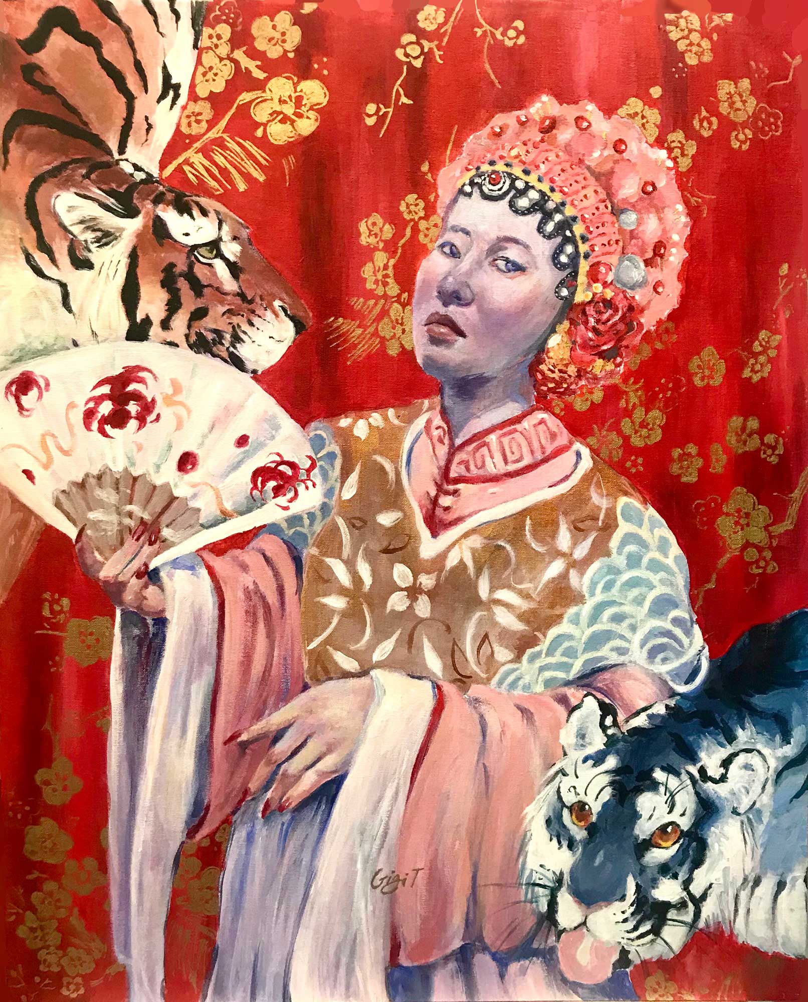 A painting of a woman at the opera