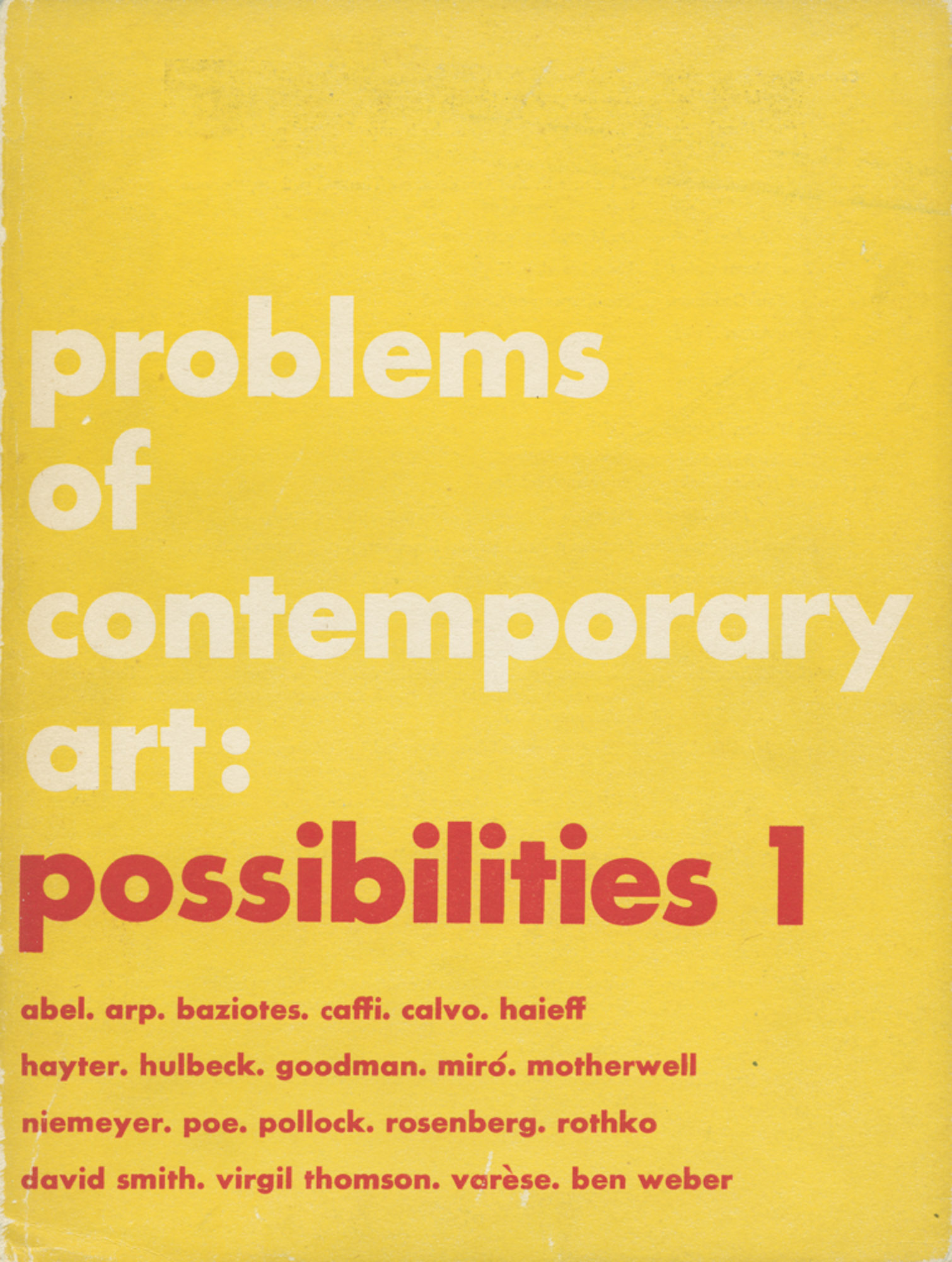 The cover of Possibilities 1, featuring red and white text on a yellow background